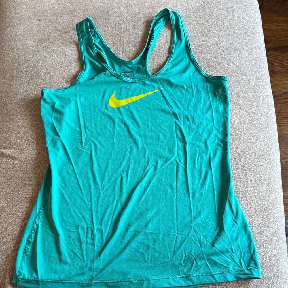 Nike Women's Aqua Tank Top with Yellow Swoosh
